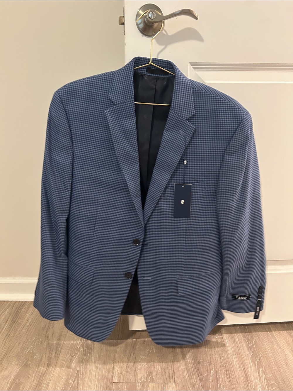 Men's Blue Checked Blazer - Classic Single-Breasted Jacket